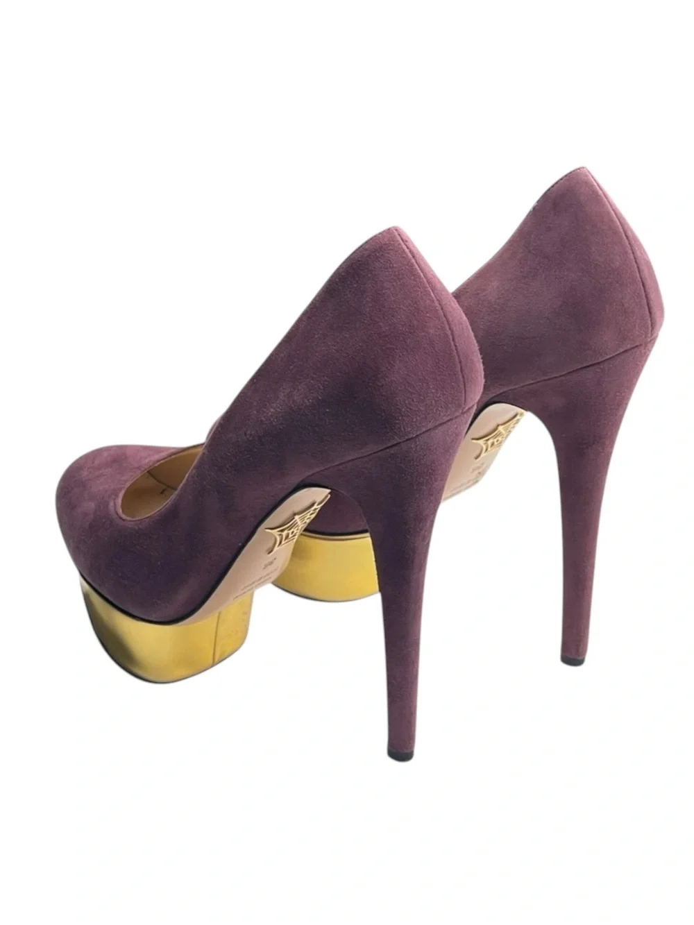Charlotte Olympia 𒀭 Dolly Puttin On The Glitz Stiletto Platform Heels 𒀭Purple